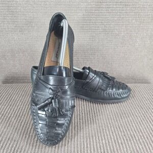 David Taylor Mens 10D Black Woven Kiltie Tassel Kennedy Loafers Made in Brazil